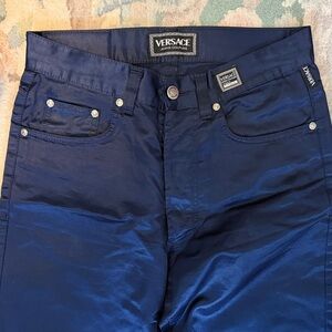 Versace Midnight Blue Satin Trousers